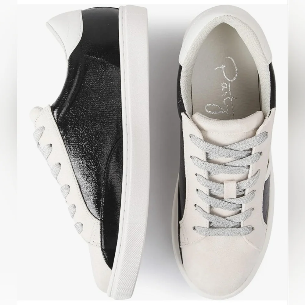 PARTY Star Detail Low Top Sneakers | Black & White | Size 8 | New - Picture 7 of 16